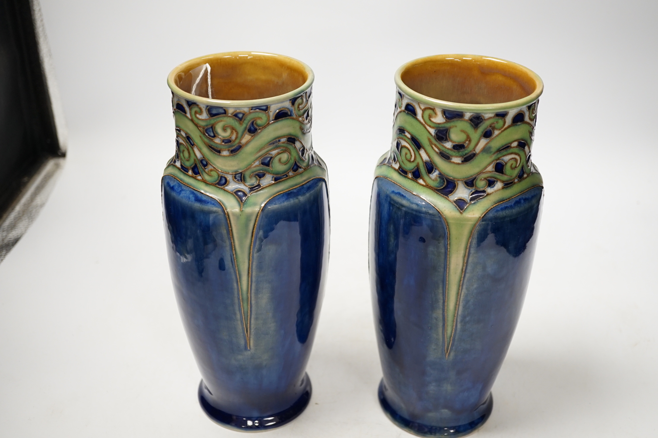 A pair of Royal Doulton Frances E. Pope vases, 25cm